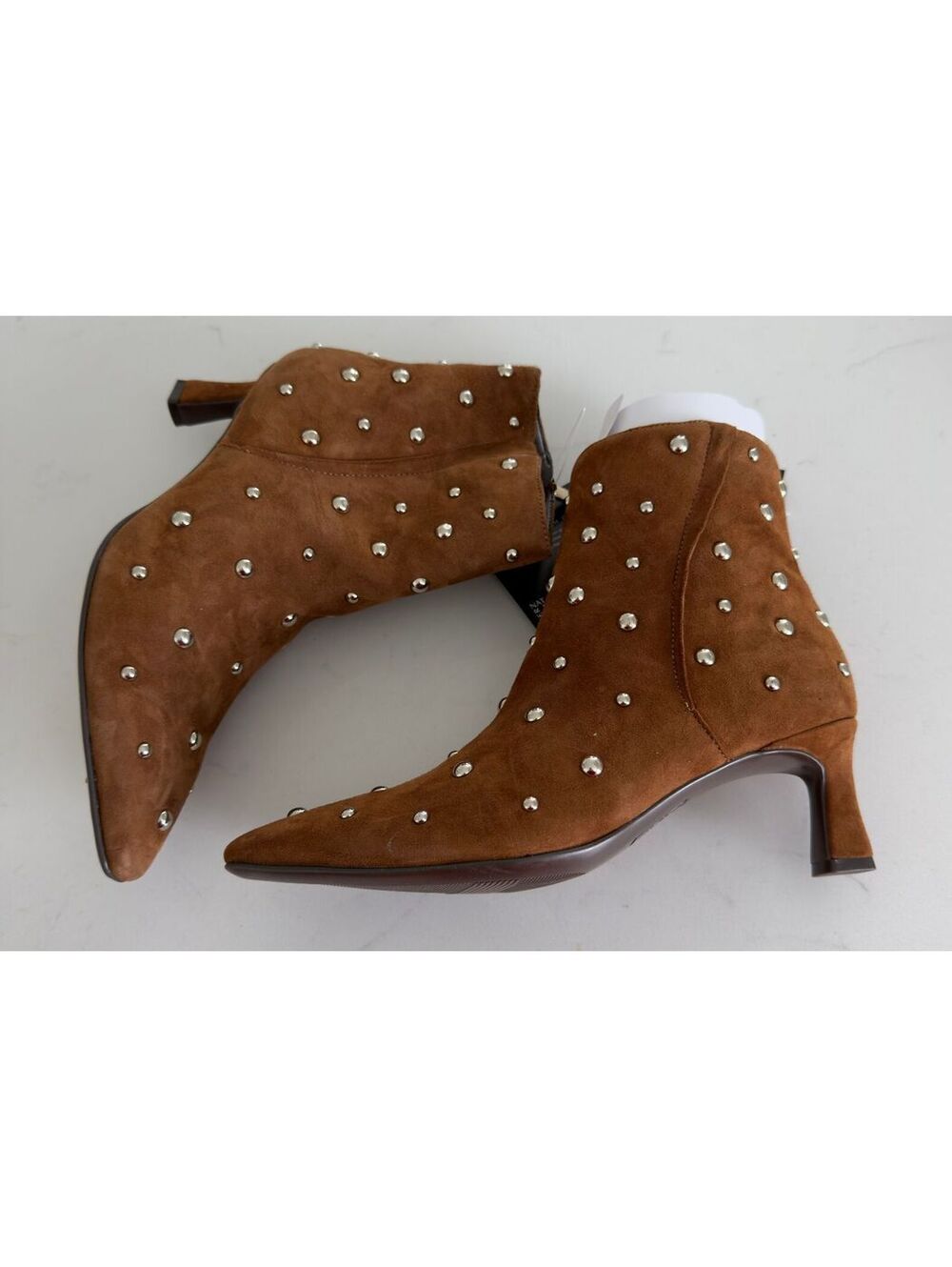 Naturalizer Chestnut Silver Studded Suede Deesha Bootie